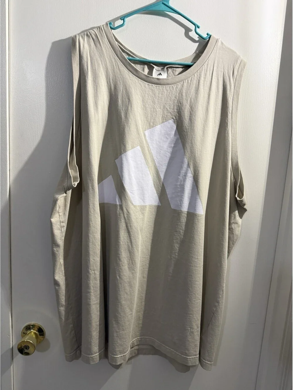 Adidas Men’s 3XLT Beige Sleeveless Logo Shirt Oversized Big & Tall Tank